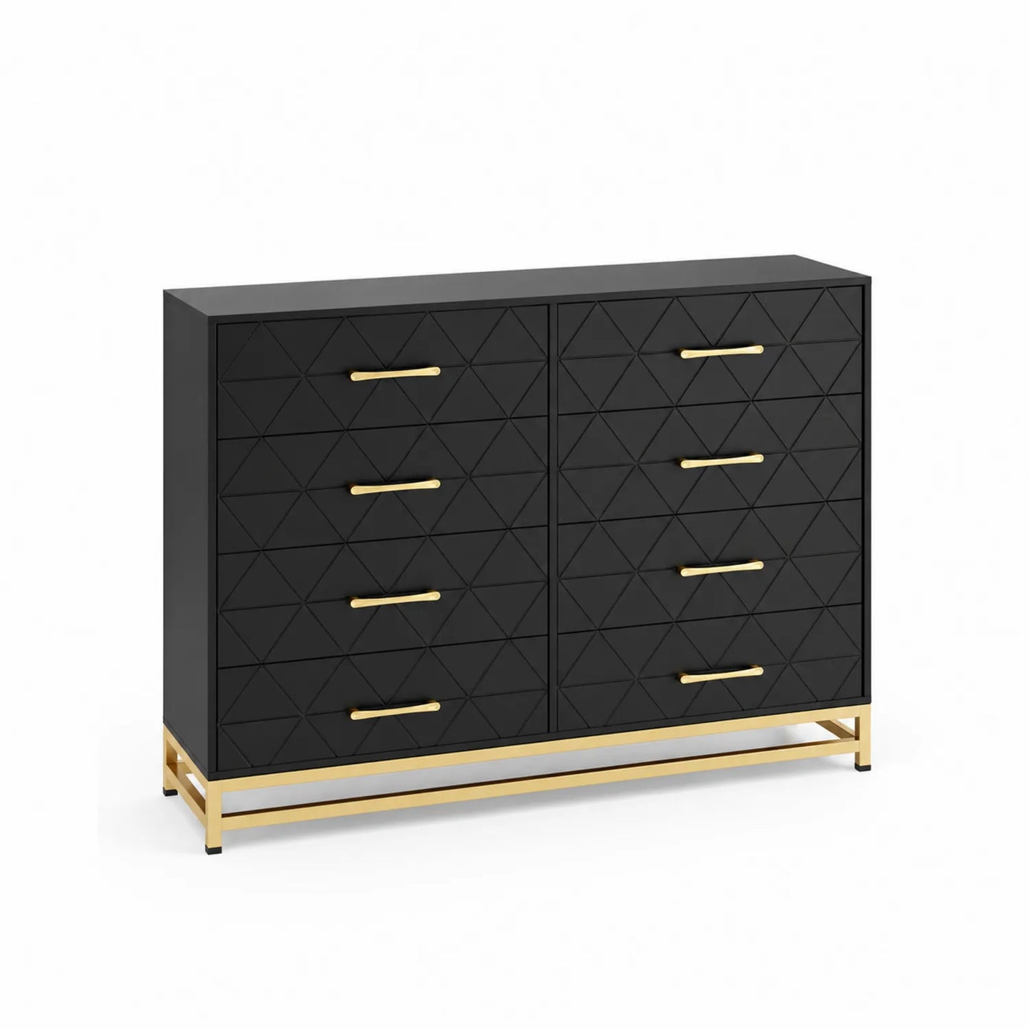 Kommode Schwarz mit goldenen Metallgriffen