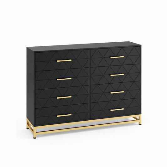 Kommode Schwarz mit goldenen Metallgriffen
