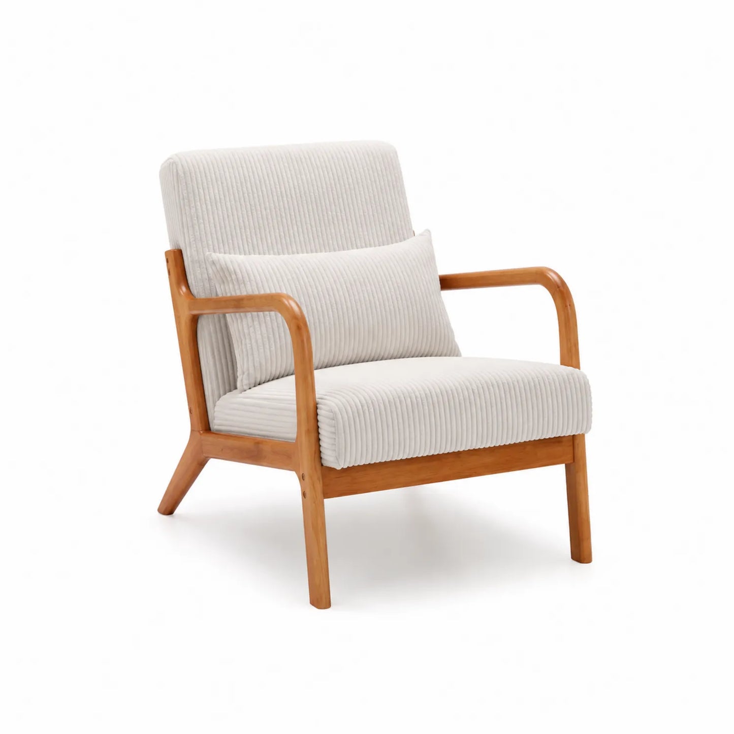 Sessel mit Holzrahmen und Cordstoff Beige