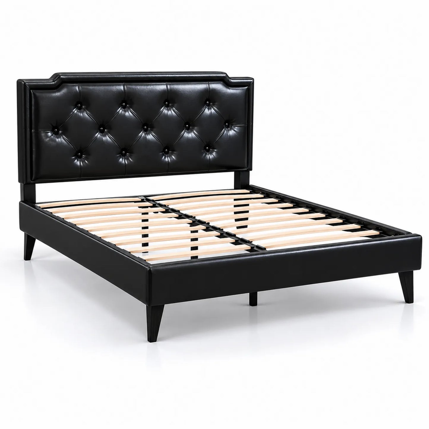 Bettgestell Doppelbett Schwarz Leder 200x160 cm