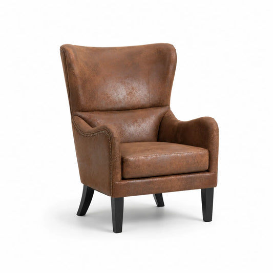 Ohrensessel Mikrofaserleder Braun 90 cm x 85 cm x 105 cm