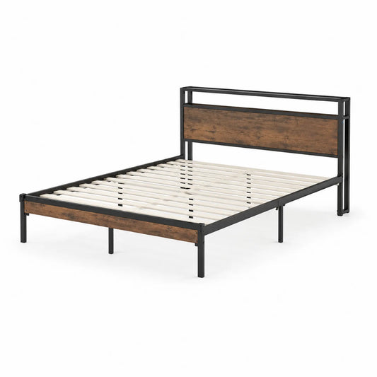 Bett aus Metall mit Holzpaneel 200x150cm